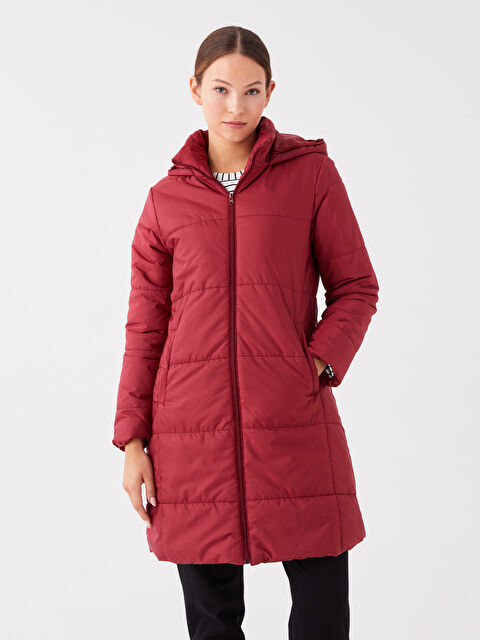 LCW ECO Kadın Kapüşonlu Düz Şişme Mont - W31432Z8-SEY