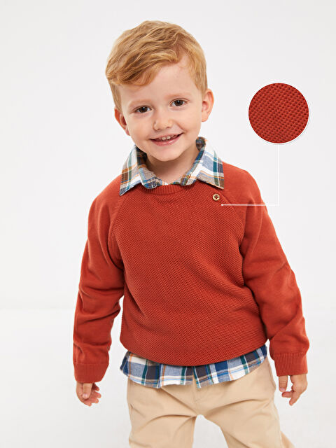 LCW Kids Bisiklet Yaka Uzun Kollu Erkek Çocuk Triko Kazak - W31441Z1-HAV