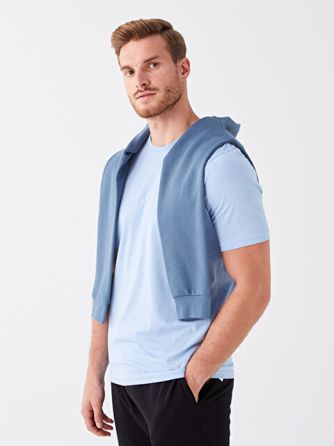 LCWAIKIKI Classic Bisiklet Yaka Penye Erkek Tişört - W31543Z8-FFS