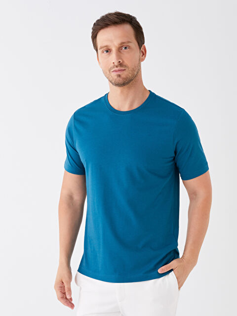 LCWAIKIKI Classic Bisiklet Yaka Penye Erkek Tişört - W31543Z8-HFG