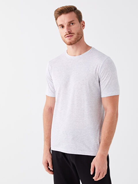 LCWAIKIKI Classic Bisiklet Yaka Penye Erkek Tişört - W31543Z8-LAK