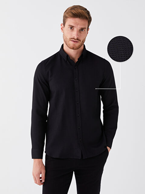 SOUTHBLUE Slim Fit Uzun Kollu Armürlü Erkek Gömlek - W31551Z8-CVL