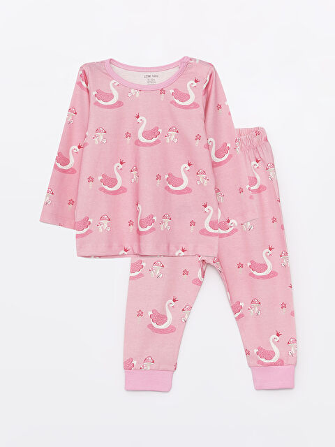 LCW baby طقم بيجاما للبنات الصغار برقبة دائرية ومطبوع - W31681Z1-LT4