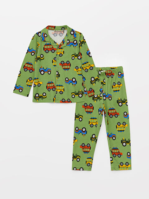 LCW baby Polo Yaka Uzun Kollu Baskılı Erkek Bebek Pijama Takım - W31684Z1-LRR