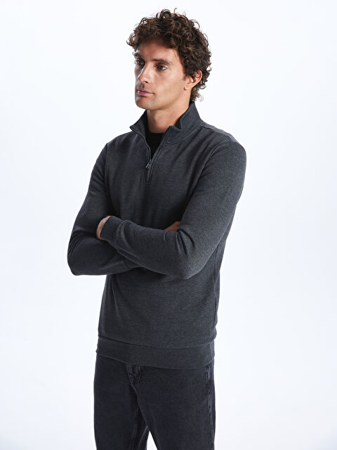 LCWAIKIKI Classic Dik Yaka Uzun Kollu Erkek Kalın Sweatshirt - W31688Z8-D5D