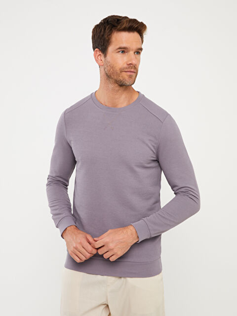 LCWAIKIKI Classic كنزة رياضية كم طويل برقبة دائرية للرجال - W31697Z8-VGL