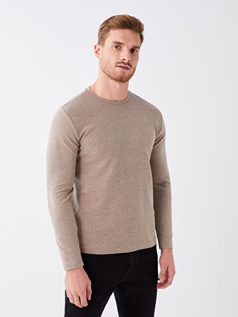 LCWAIKIKI Basic Bisiklet Yaka Uzun Kollu Erkek Sweatshirt - W31720Z8-L8Q