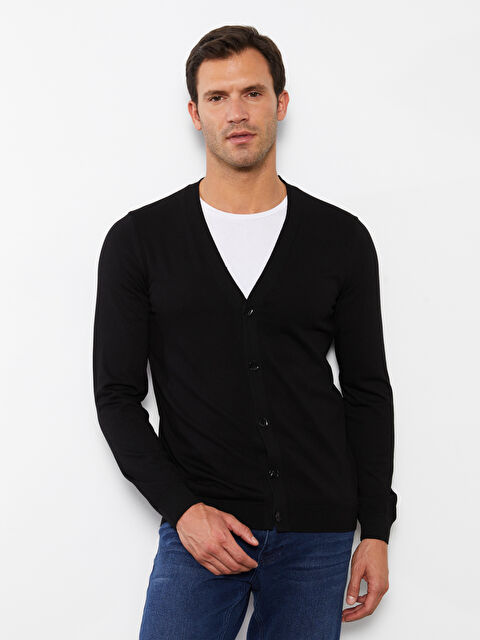 SOUTHBLUE Standart Kalıp V Yaka Erkek Triko Hırka - W31740Z8-CVL