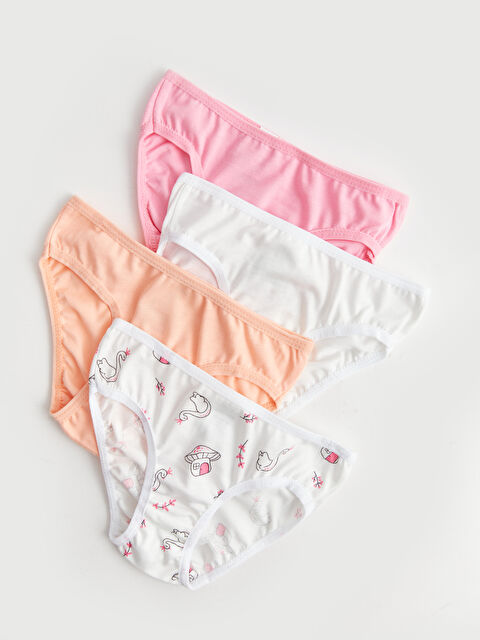 LCW baby Baskılı Pamuklu Kız Bebek Külot 4'lü - W31754Z1-LRA