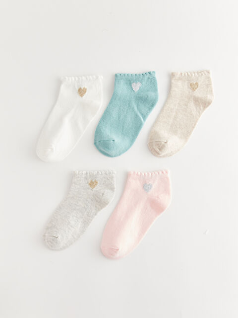 LCW Kids Desenli Kız Çocuk Patik Çorap 5'li - W31808Z4-EEW