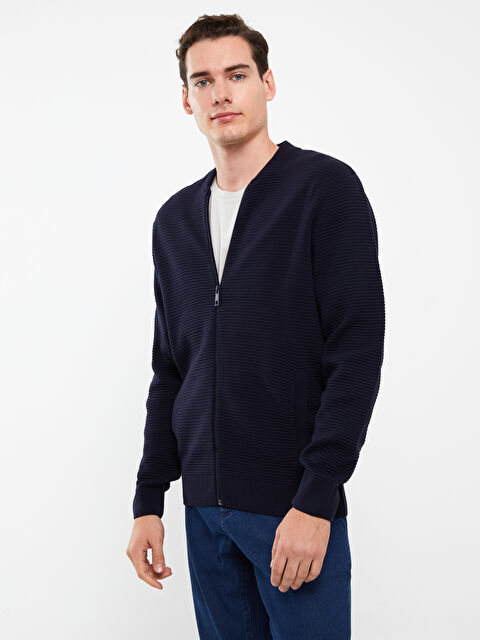 XSIDE Standart Kalıp Kolej Yaka Erkek Triko Hırka - W31844Z8-HFH