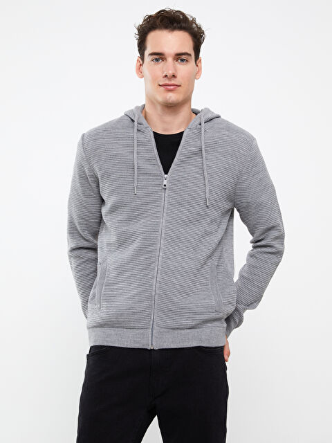 XSIDE Hooded Long Sleeve Men's Knitwear Cardigan - W31848Z8-LAL