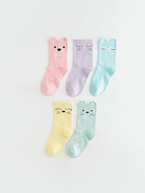 LCW Kids Desenli Kız Çocuk Soket Çorap 5'li - W31862Z4-J3N