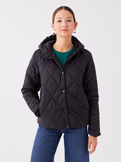 LCWAIKIKI Classic Kapüşonlu Kapitone Kadın Şişme Mont - W31883Z8-CVL