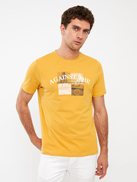 LCWAIKIKI Classic Crew Neck Short Sleeve Printed Combed Cotton Men's T-shirt - W31891Z8-GBW