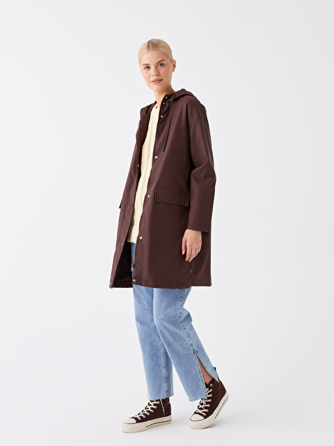 LCW Modest Kadın Kapüşonlu Düz Mont - W31899Z8-V74