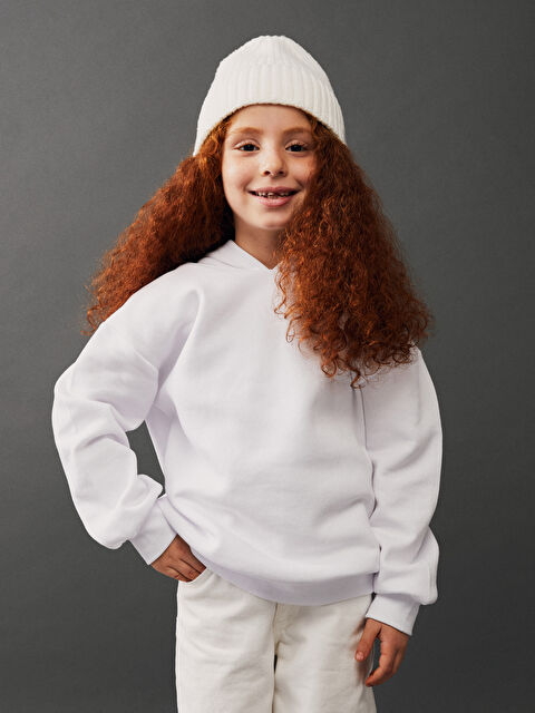 LCW Kids Basic Uzun Kollu Kız Çocuk Hoodie - W31921Z4-Q6K