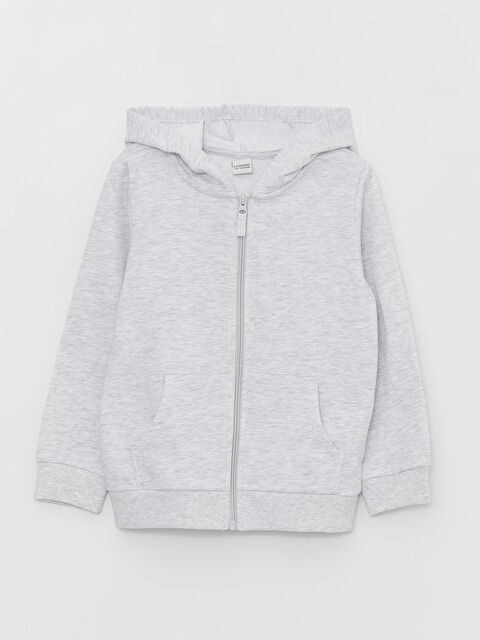 LCW Kids Kapüşonlu Basic Uzun Kollu Kız Çocuk Fermuarlı Sweatshirt