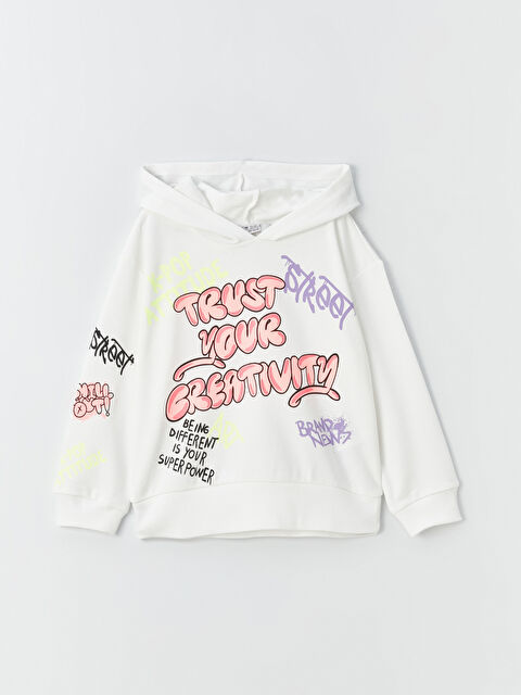 LCW Kids Baskılı Uzun Kollu Kız Çocuk Hoodie - W32326Z4-R9J