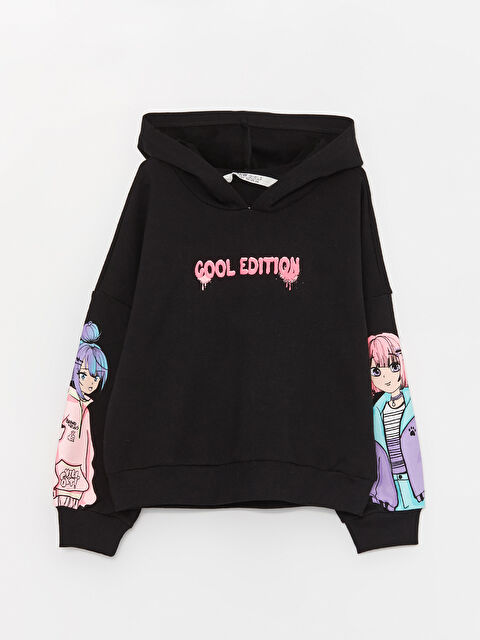 LCW Kids Baskılı Uzun Kollu Kız Çocuk Hoodie - W32337Z4-CVL