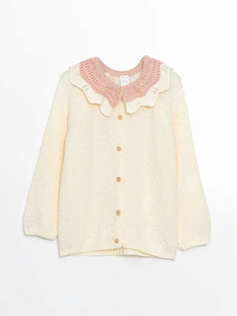 LCW baby Bebe Yaka Uzun Kollu Kız Bebek Triko Hırka - W32444Z1-V7F