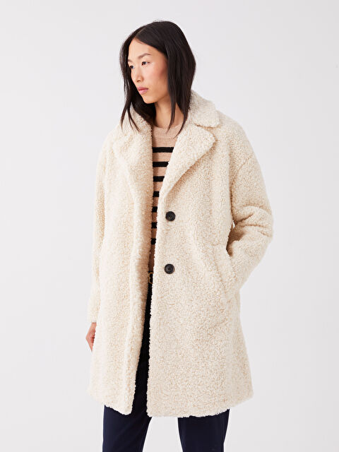LCW Vision Ceket Yaka Kadın Teddy Kaban - W32456Z8-MEF