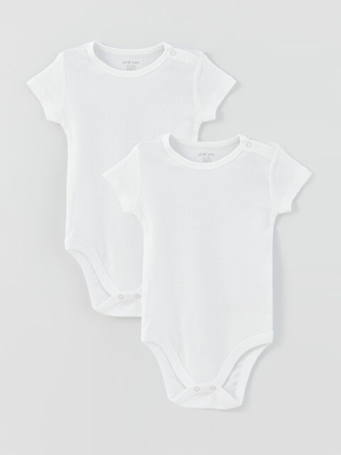 LCW baby Bisiklet Yaka Kız Bebek Çıtçıtlı Bodysuit 2'li - W32502Z1-E5X