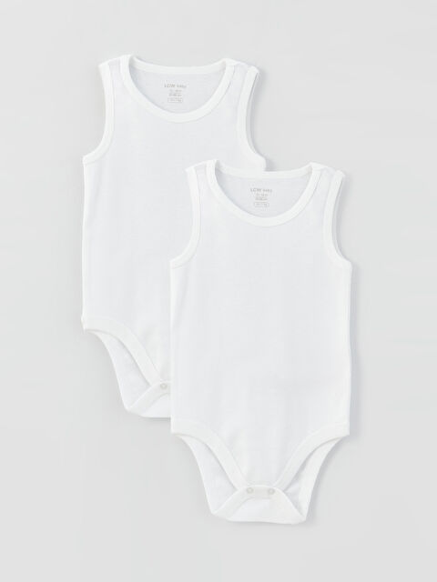 LCW baby Bisiklet Yaka Basic Erkek Bebek Çıtçıtlı Bodysuit 2'li - W32513Z1-E5X