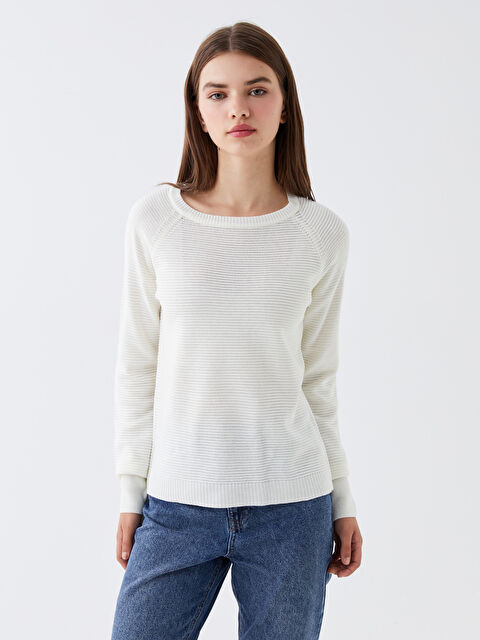 LCW Vision Bisiklet Yaka Düz Uzun Kollu Kadın Triko Kazak - W32750Z8-R9J