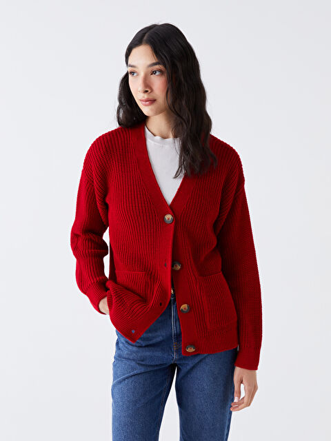 LCW Vision V Yaka Kadın Triko Hırka - W32758Z8-H1T