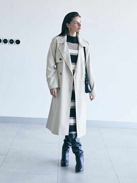 LCWAIKIKI Classic Ceket Yaka Kadın Trençkot - W32818Z8-KPL