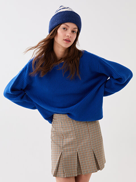 LCW Vision Bisiklet Yaka Oversize Kadın Triko Kazak - W32949Z8-HRS