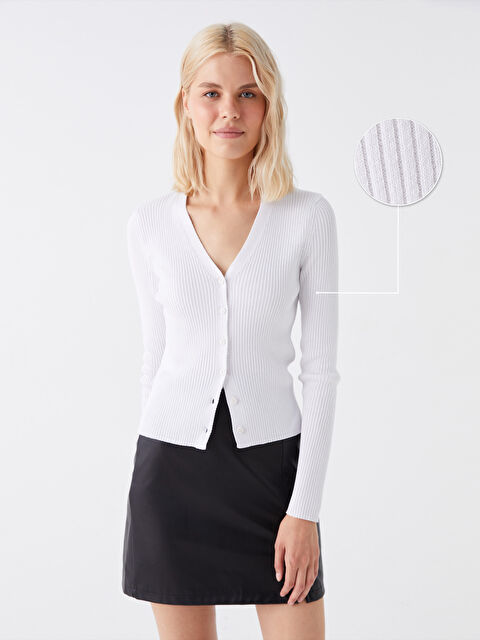 LCW Vision V Neck Women's Knitwear Cardigan - W33000Z8-R9J