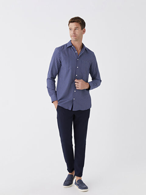 LCW BUSINESS Regular Fit Uzun Kollu Ekose Gabardin Erkek Gömlek - W33012Z8-LN6