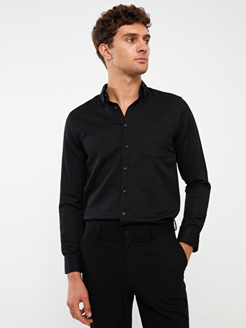 LCW BUSINESS Regular Fit Uzun Kollu Armürlü Erkek Gömlek - W33015Z8-RQL