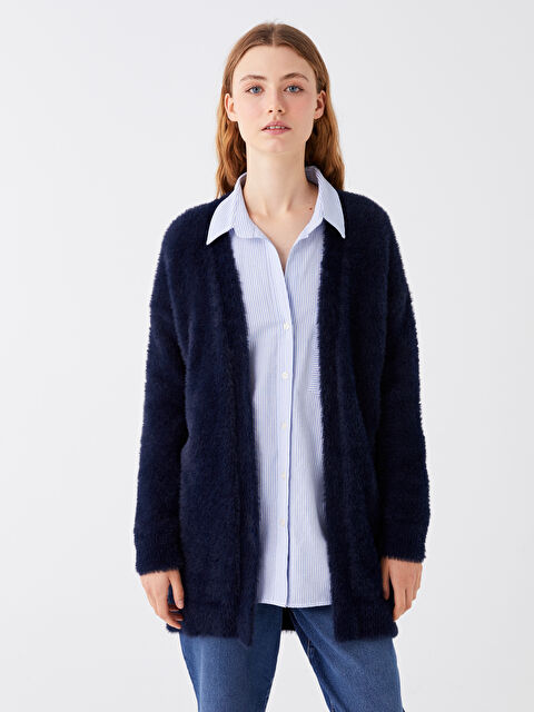 LCW Modest Şal Yaka Düz Uzun Kollu Kadın Pelüş Hırka - W33222Z8-E1J