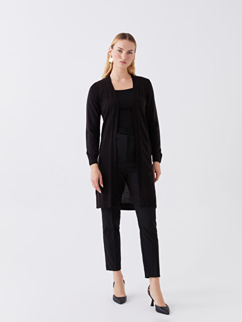 LCWAIKIKI Classic Şal Yaka Düz Uzun Kollu Kadın Triko Hırka - W33271Z8-CVL