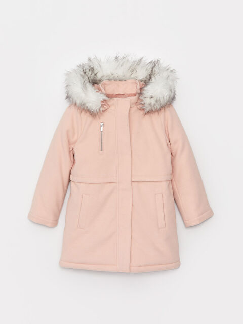 LCW Kids Kapüşonlu Kız Çocuk Kaşe Kaban - W33477Z4-G4J