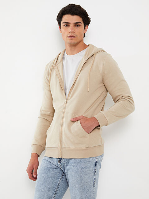 LCW Casual Standart Kalıp Kapüşonlu Erkek Kalın Spor Hırka - W33599Z8-RTZ