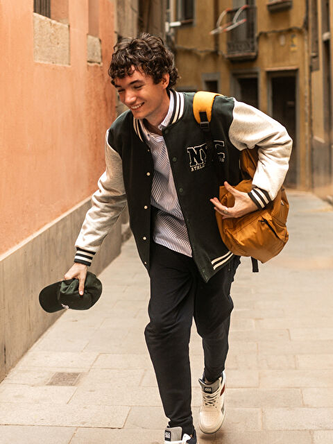 XSIDE Rahat Kalıp Uzun Kollu Erkek Kalın Kolej Ceket - W33618Z8-S3F