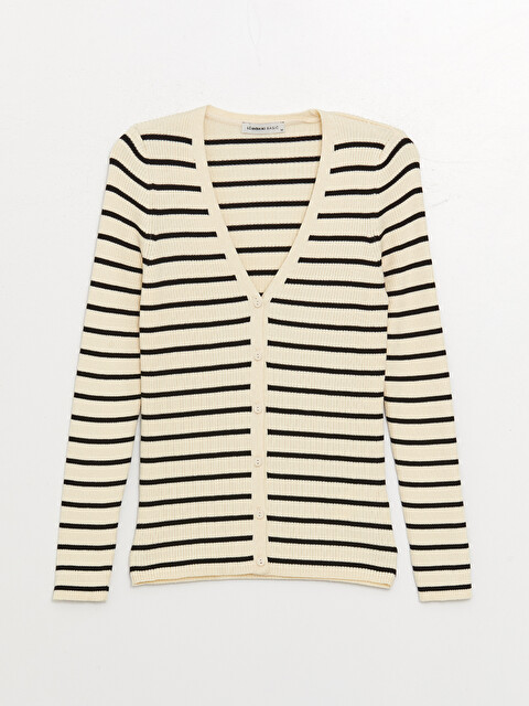 LCWAIKIKI Basic V Neck Striped Long Sleeve Women's Knitwear