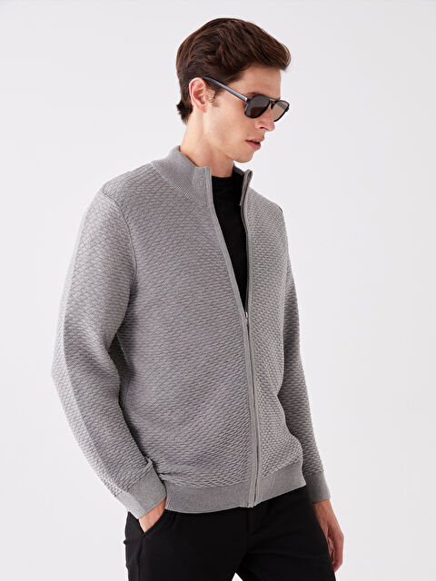 SOUTHBLUE Standart Kalıp Dik Yaka Erkek Triko Hırka - W33687Z8-CY9