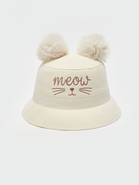LCW ACCESSORIES Nakışlı Ponponlu Kız Çocuk Bucket Şapkası - W33836Z4-FDH