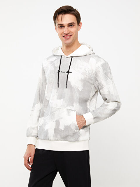 XSIDE Uzun Kollu Baskılı Erkek Kalın Hoodie - W33880Z8-V9H