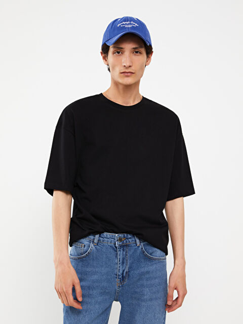 XSIDE Bisiklet Yaka Penye Erkek Tişört - W34100Z8-CVL