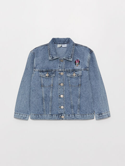 LCW Kids Gömlek Yaka Minnie Mouse Baskılı Kız Çocuk Jean Ceket - W34323Z4-502