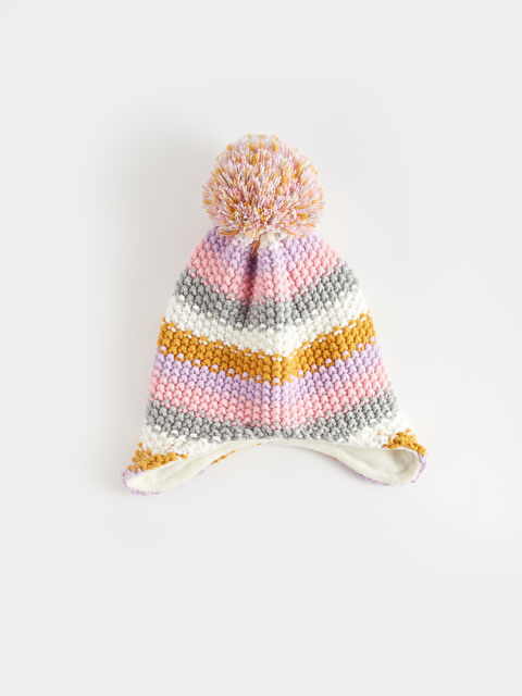 LCW baby Renk Bloklu Kız Bebek Triko Bere - W34480Z1-MLW