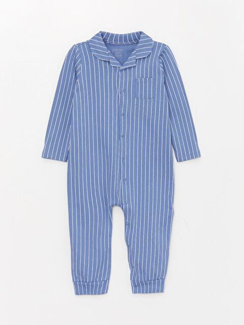 LCW baby Bebe Yaka Uzun Kollu Çizgili Erkek Bebek Tulum - W34677Z1-LEM