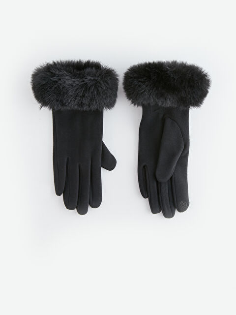 LCW ACCESSORIES Kadın Kürk Detaylı Süet Eldiven - W34691Z8-HEG