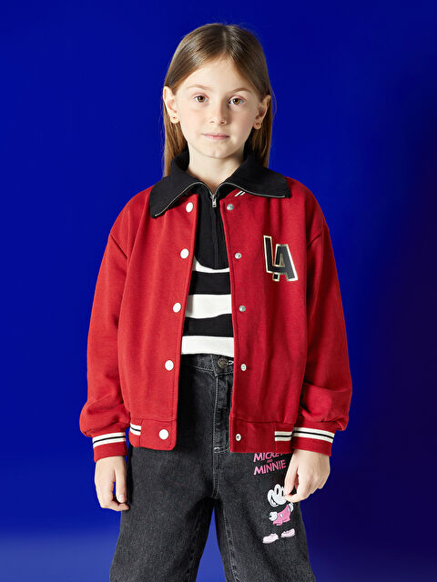 LCW Kids Baskılı Uzun Kollu Kız Çocuk Kolej Ceket - W34729Z4-HLG